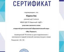 Итоги участия в заочном этапе Региональной открытой образовательной игры Мы первые!