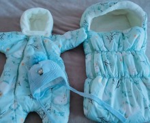 Продам тёплый детский комбинезон Baby go, размер 68 см, и зимний конверт с шапочкой