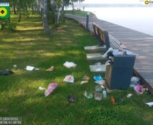Уборка в экопарке Заречного: горожан просят не оставлять мусор рядом с переполненными урнами