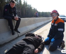 На трассе М-12 под Белоярским прошли масштабные учения МЧС