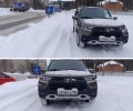 Автомобиль снова мешает погрузке гуманитарной помощи на перекрёстке Курчатова-Ленинградская