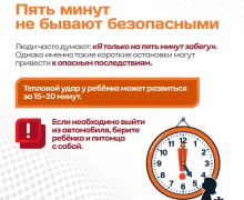 Памятка «Ни минуты без присмотра» напоминает о рисках оставления детей и домашних питомцев в автомобиле