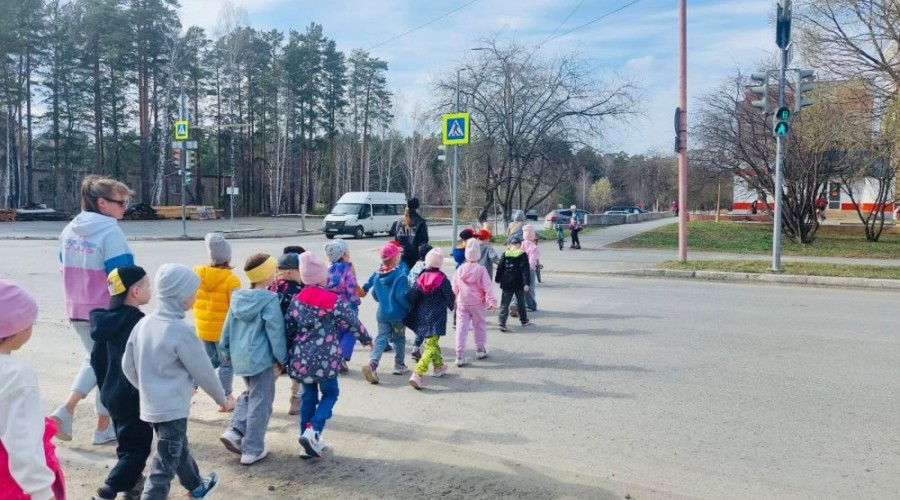 Сотрудник Госавтоинспекции провела для детей пешеходную экскурсию «Прогулка юного пешехода»