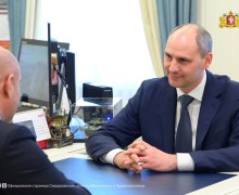 Полпред Президента России в УрФО Артём Жога и врио губернатора Свердловской области Денис Паслер провели первую рабочую встречу 28 марта