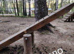 Вандалы повредили балансир на площадке для собак в экопарке Заречного