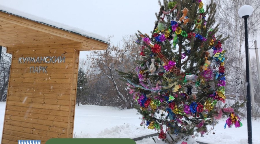 Атмосфера приближающегося Нового года теперь и в Курманке - жители нарядили вот такую красавицу!