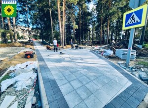 Благоустройство пешеходной зоны на улице Курчатова продолжается