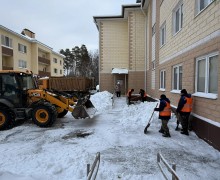 Осуществляется механизированная очистка и вывоз снега с придомовой территории