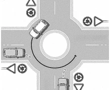 Как правильно проезжать перекрёсток с круговым движением у автовокзала?